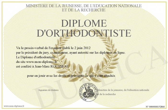 diplome orthodontiste